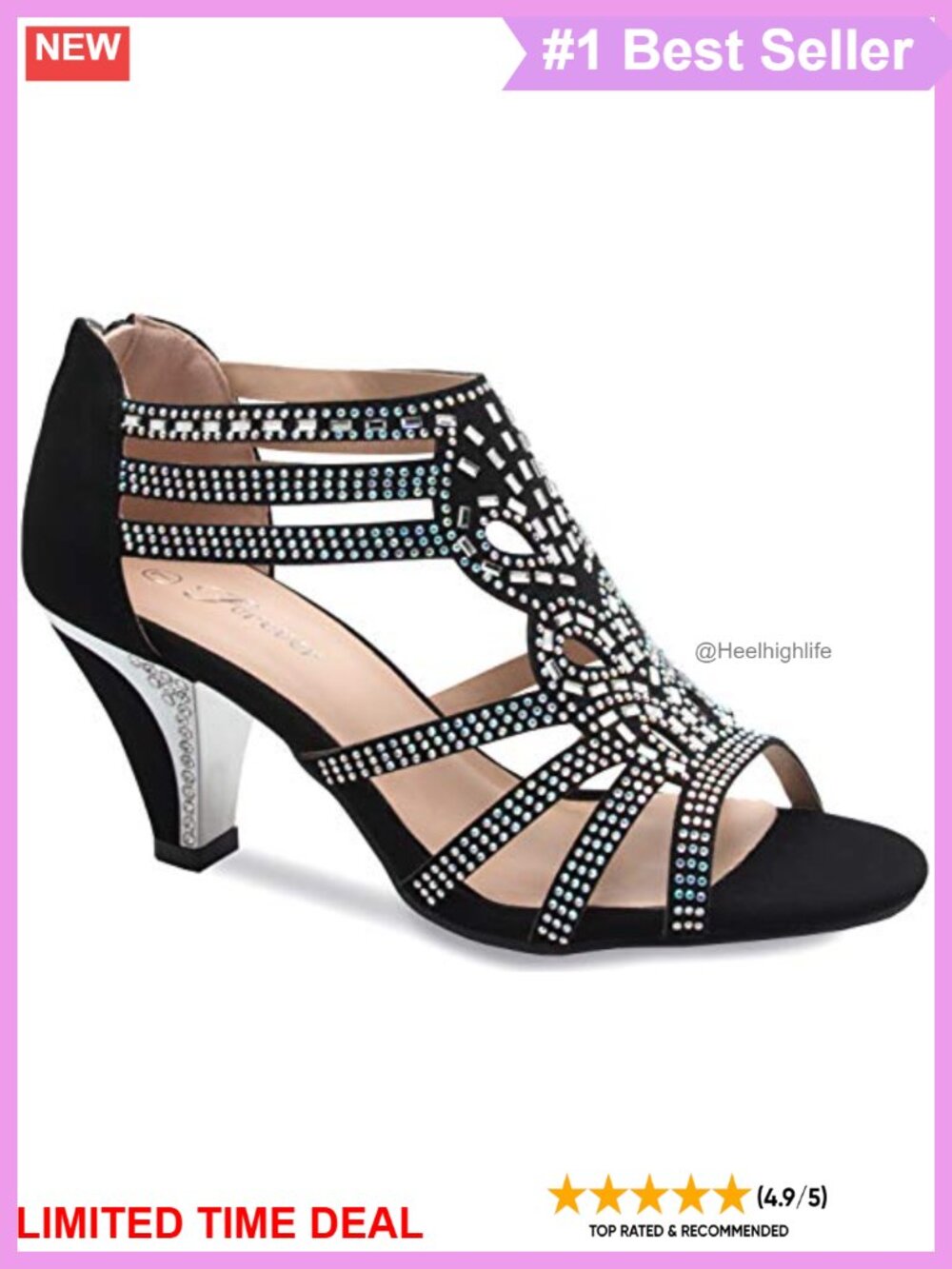 Rhinestone Strappy Open Toe Low Heel Wedding Dress Sandals
